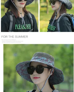 Women's camo bucket hat outdoor sun protection wide brim summer fishing hiking sun hat