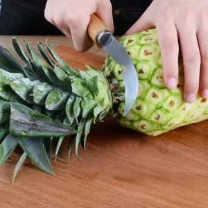 Cuchillo pelador de piña de acero inoxidable hoja curva cortador de frutas vista principal