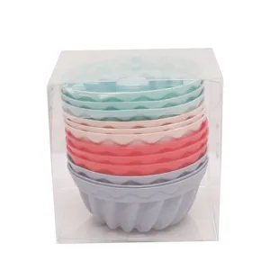 Colorful silicone muffin baking cups set, round pumpkin mold for DIY cake and dessert pudding.