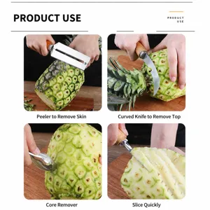 Set de pelador de piña de acero inoxidable, herramienta de cocina para quitar ojos de fruta.