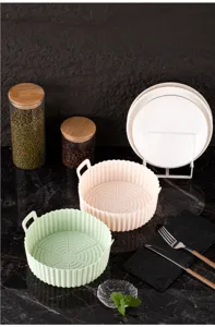 Reusable silicone air fryer basket heat resistant non stick air fryer liner baking tray
