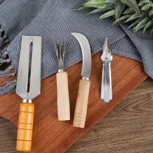 Juego de pelador de piña de acero inoxidable cocina descorazonador herramienta 4pz.