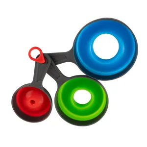 Collapsible plastic kitchen funnel set of 3, portable folding funnel for liquid and oil transfer.