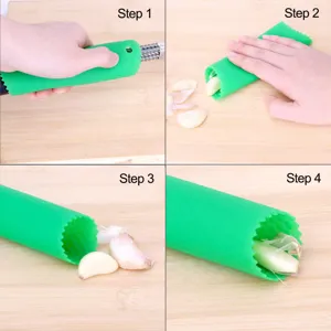 Green silicone garlic peeler kitchen tool manual garlic skin remover kitchen gadget