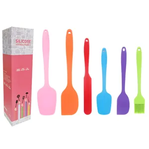 Silicone kitchen utensils set 6-piece baking spatula and oil brush tools kit for home