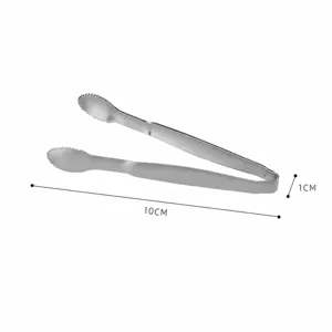 Stainless steel mini ice tong sugar tong for kitchen bar, durable metal food clip for ice cubes.