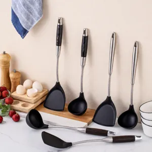 Stainless Steel Silicone Cooking Spatula And Spoon Kitchen Tool Set High Temperature Resistant Non-Stick Cookware