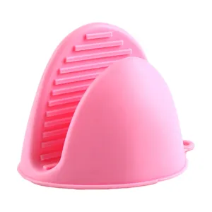 Pink silicone oven mitt heat resistant pinch grip potholder for kitchen baking cooking tool
