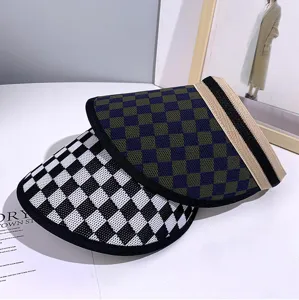 Chapeau visière à carreaux été anti UV casquette haut vide style coréen large bord détail