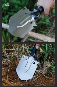 Portable folding camping shovel multi-tool stainless steel tactical shovel for outdoor survival.