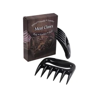 Garras de carne de plástico negro para barbacoa, desmenuzador de cerdo y útil herramienta de cocina.