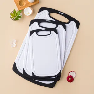 3-Piece Plastic Cutting Board Set Kitchen Chopping Boards for Vegetables Meat Fruits