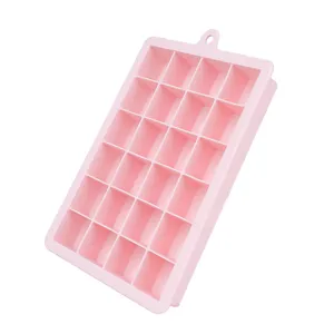 Pink silicone ice cube tray mold rectangular kitchen tool hanging hole product shot main view