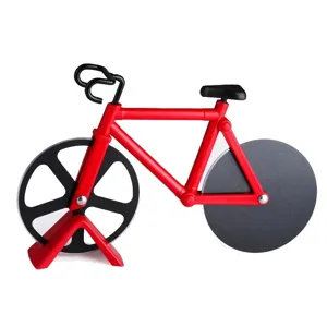 Tagliapizza bici doppia ruota creativo rotella taglia pizza utensile cucina rosso