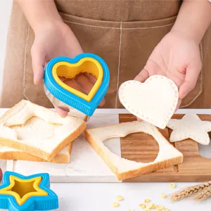 Stainless steel bread and cookie cutter set, heart and star shapes for baking DIY.