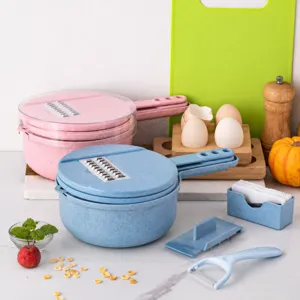 Hachoir à Légumes Multifonctionnel Broyeur de Cuisine Paille de Blé Trancheuse Râpe avec Lame en Acier Inoxydable Outil de Cuisine