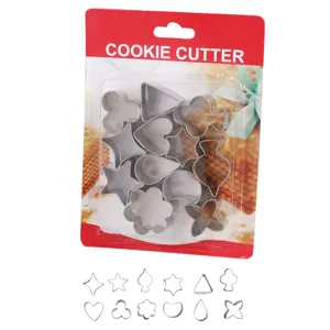 Stainless steel cookie cutter set 12 pieces DIY baking biscuit mold vegetable cutter tool