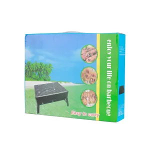 Boîte de barbecue à charbon pliable portable pour le camping en plein air, pique-nique et jardin.