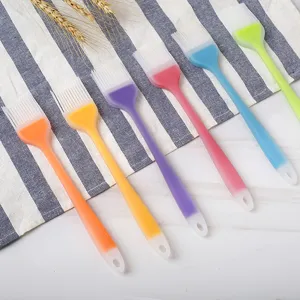 Silicone basting brush for baking and barbecue, colorful kitchen pastry oil brush with hanging hole.