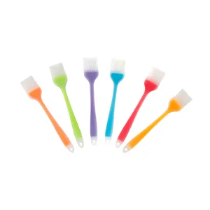 Colorful silicone basting and pastry brushes set, 21cm heat resistant oil brushes for baking.