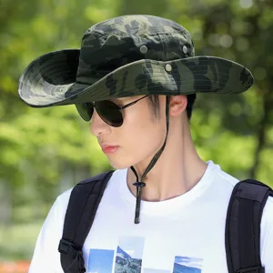 Men's Camouflage Wide Brim Bucket Hat For Outdoor Sun Protection And Summer Fishing