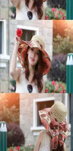 Damen Sommer Strohhut koreanischer Stil breite Krempe UV Schutz Strand faltbarer Sonnenhut schick.