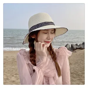 Sombrero de sol de paja de verano para mujer sombrero de playa elegante sombrero tejido vacaciones