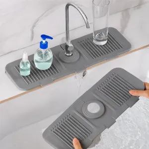 Silicone Kitchen Faucet Draining Mat Sink Splash Guard Foldable Washbasin Water Absorbing Pad Countertop Protector Mat