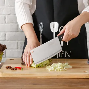 Stainless steel kitchen cleaver knife for home cooking, sharp meat cutting knife tool.