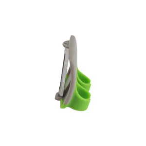 Pelador de verduras ergonómico para dedos con cuchilla de acero inoxidable y agarre cómodo.