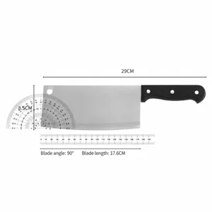 Stainless steel kitchen knife with ergonomic handle, sharp blade for home cooking.