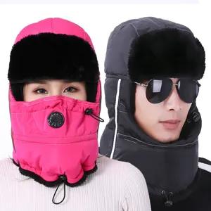 Winter-Bomberhut mit Ohrenklappen und winddichter Gesichtsmaske für kalte Tage beim Radfahren.