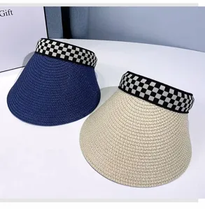 Sommer Damen Stroh leerer Top Sonnenhut lässig Strand outdoor UV Schutz Visor Hut.