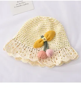Joli chapeau de soleil au crochet pour enfants, bob d'été léger pour garçons et filles.