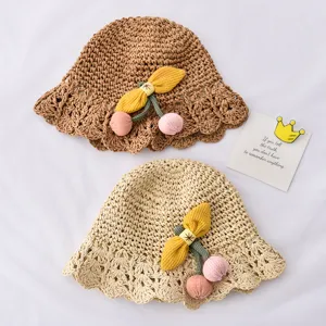 Joli chapeau de paille pour enfants été bébé chapeau de soleil tissé plage pour filles garçons