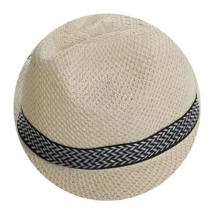 Mens breathable summer straw sun hat outdoor beach woven fedora sunhat for men style