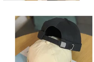 Berretto docker in cotone nero cappello da marinaio retro risvolto streetwear casual
