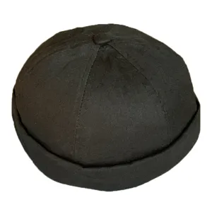 Cappello Docker Nero Miki Berretto con Orlo Arrotolato Marinaio Streetwear Unisex Stile