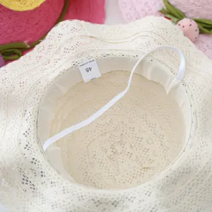 Kinder spitze sonnenhut creme baby strohhut atmungsaktiv kleinkind strand kappe größe 48