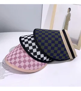 Chapeau de soleil d'ete pour femmes haut vide respirant visiere carreaux mode exterieure