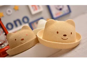Süßer Babystrohhut mit Bärenohren, Sommersonnenschutz, atmungsaktiver Sonnenhut für Kinder.