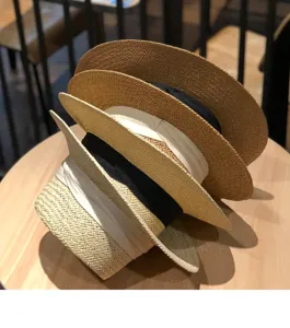 Handgeflochtener Damen Strohhut, stilvoller Sonnenhut mit breiter Krempe für den Sommer.