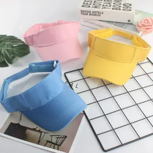 Klassischer einfarbiger Visor Sonnenhut, atmungsaktiver Sport Laufhut, Set in Rosa Gelb Blau