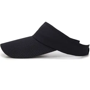 Schwarzer Sport Sonnenhut ohne Oberseite Seitenansicht atmungsaktives Mesh Design im Sommer
