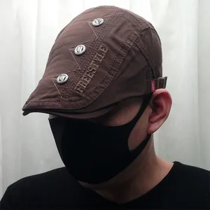 Retro British Beret For Women Men Cotton Flat Cap Letter Embroidery Metal Rivet Newsboy Hat Casual Spring Autumn Visor Cap