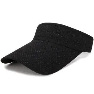 Schwarze atmungsaktive Sport Sonnenblende Sommer leerer Hut Outdoor Tennis Kappe