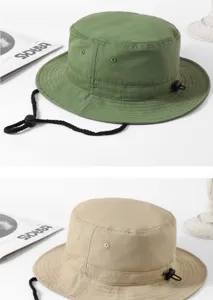 Detailansicht lässiger Baumwoll-Fischerhut für Outdoor-Reisen, Sonnenschutz Sonnenhut.