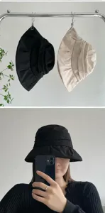 Japanese casual pleated bucket hat sun protection basin hat foldable chic stylish for summer