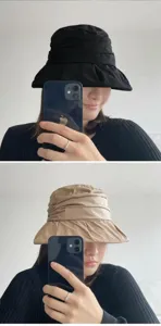 Japanese casual pleated bucket hat sun protection basin hat versatile spring and summer style
