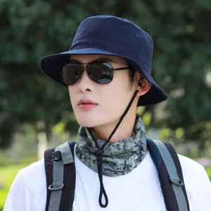 Unisex Baumwolle Fischerhut Sommer Outdoor Sonnenschutz Reise Wandern Fisherman Cap Lässig Einfarbig Atmungsaktiv Sonnenhut